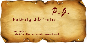 Pethely Jázmin névjegykártya